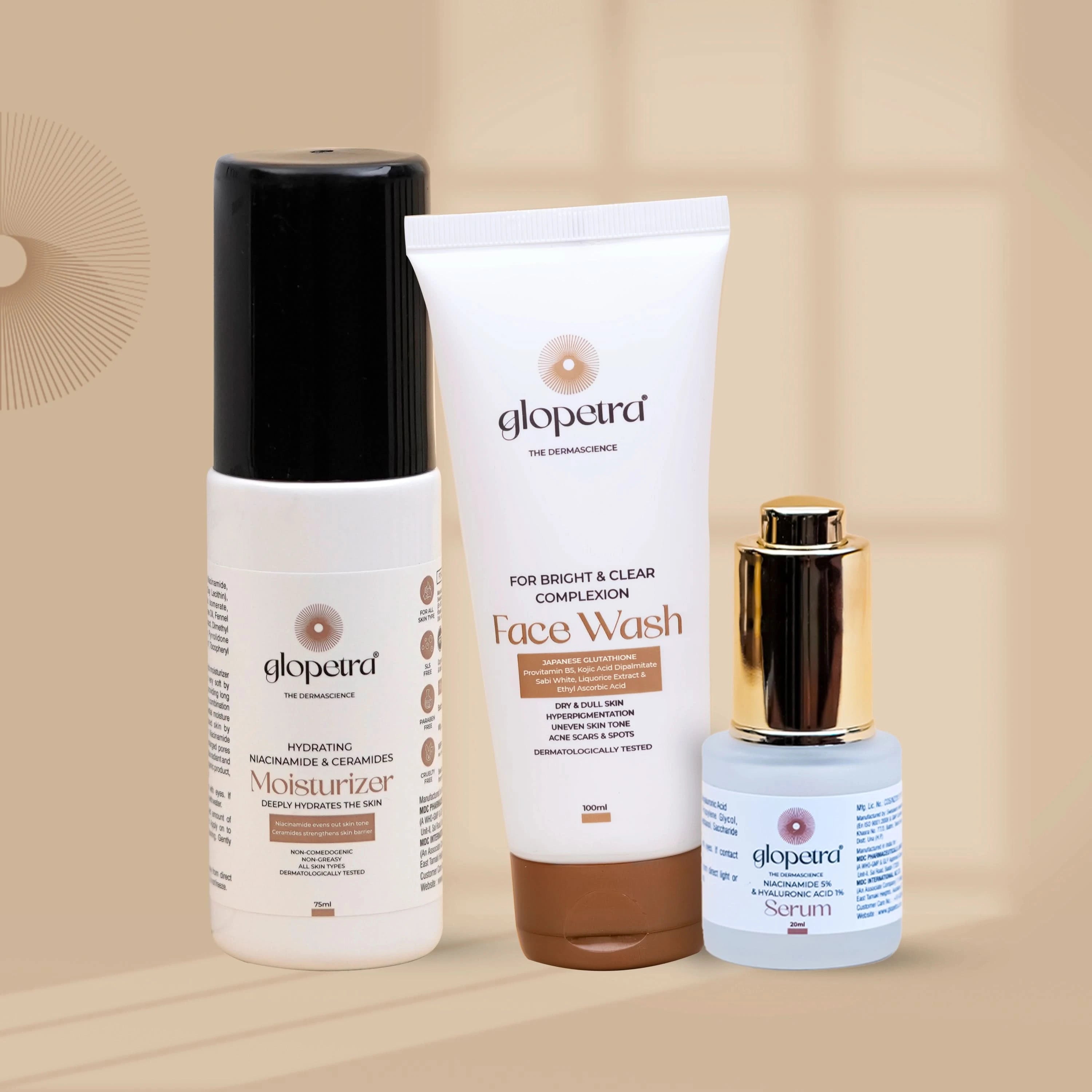 Cleanser, Moisturiser and Niacinamide Serum Combo