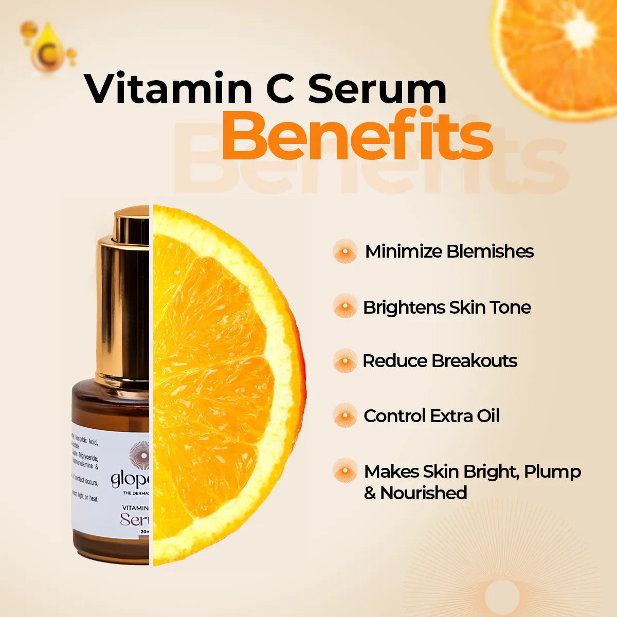 Glopetra Skincare Set with Vitamin C 20% Serum, Niacinamide Moisturiser, Retinol 0.2% Serum, Niacinamide & Hyaluronic Acid Serum, Matte Sunscreen SPF 50