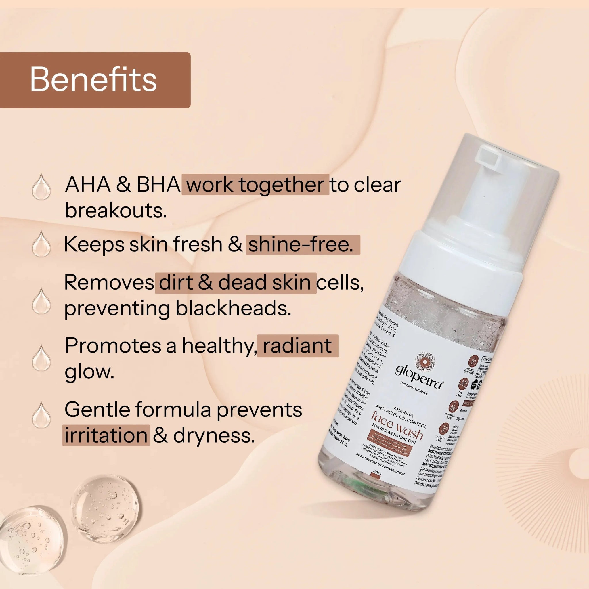 Glopetra AHA BHA Face Wash - Glopetra