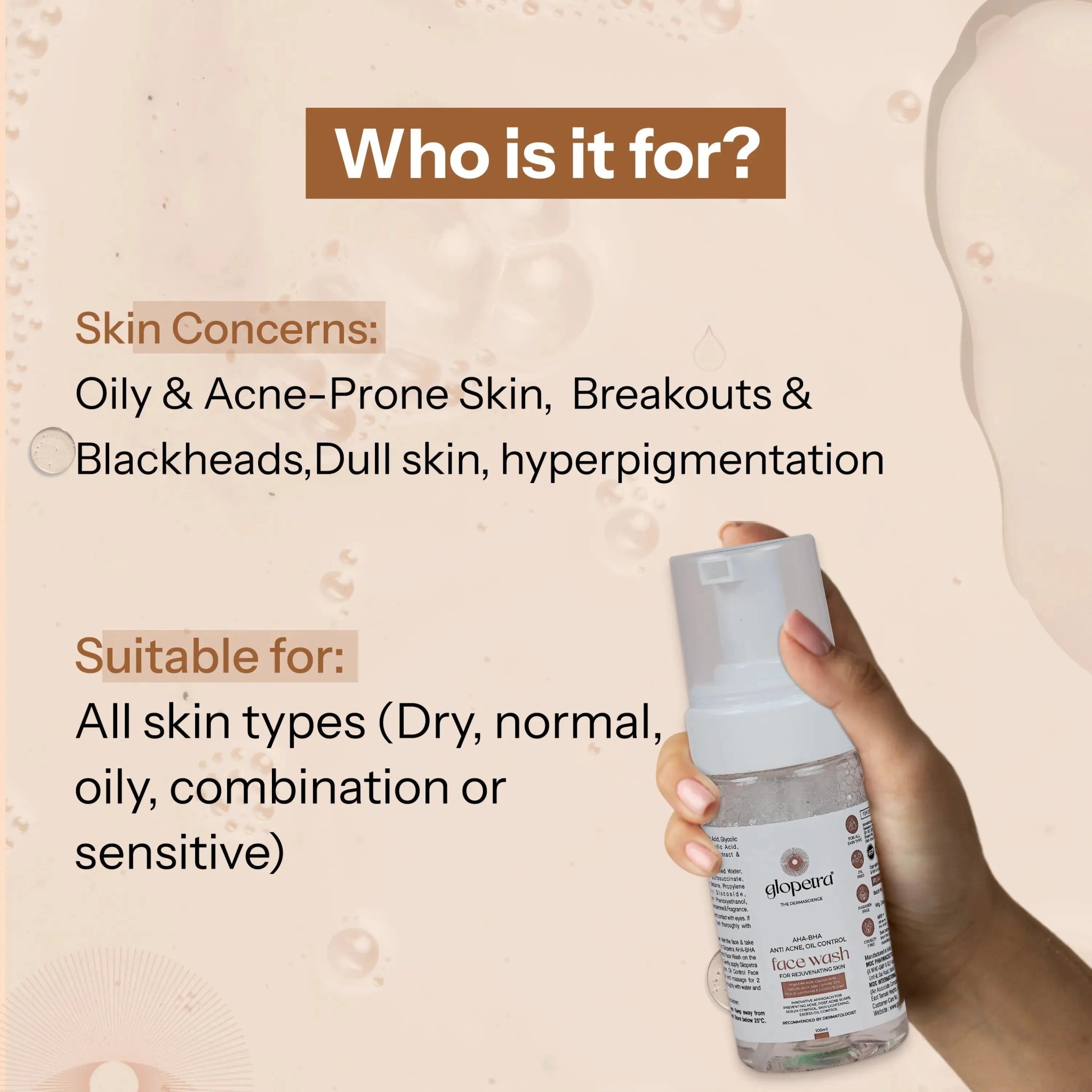 Glopetra AHA BHA Face Wash - Glopetra