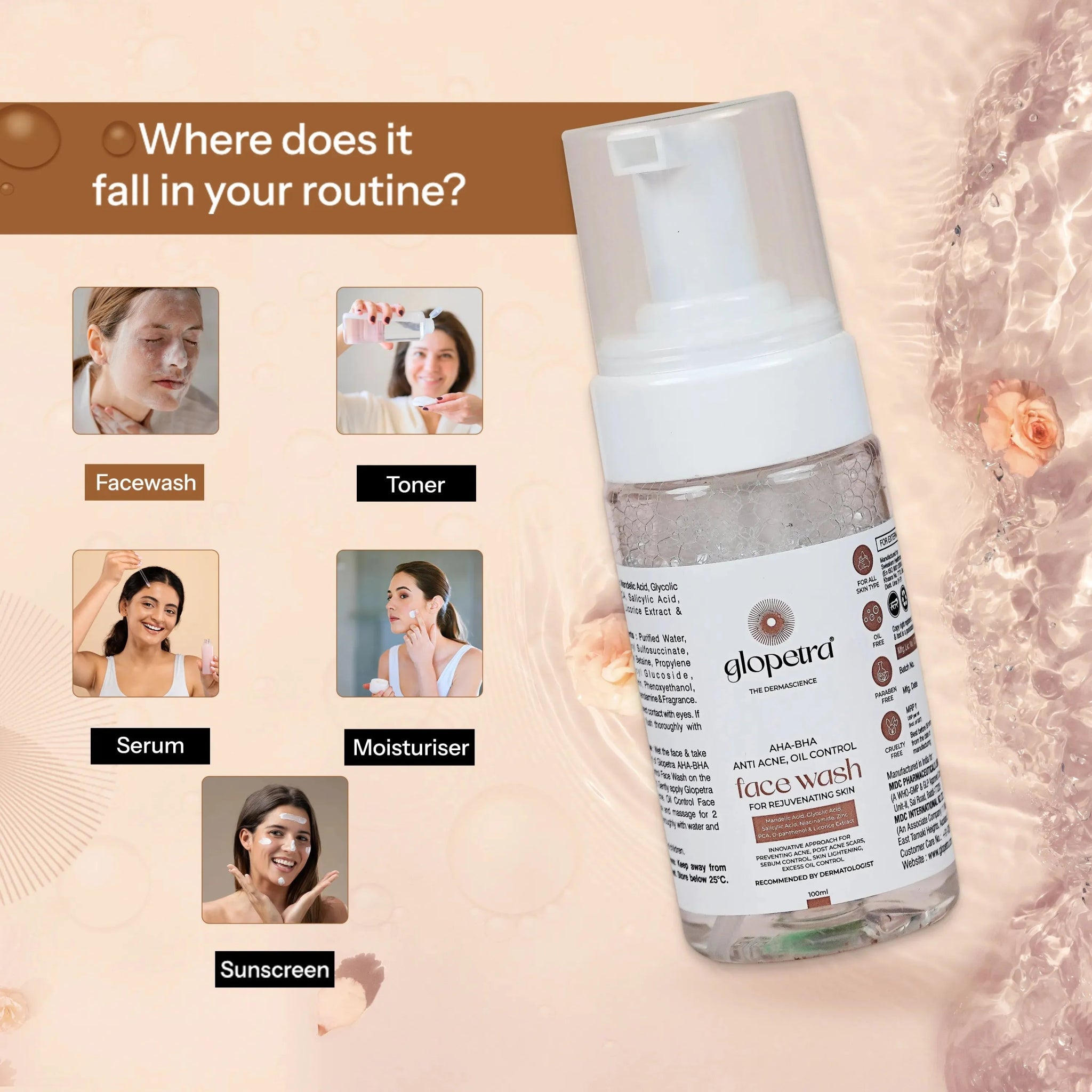 Glopetra AHA BHA Face Wash - Glopetra