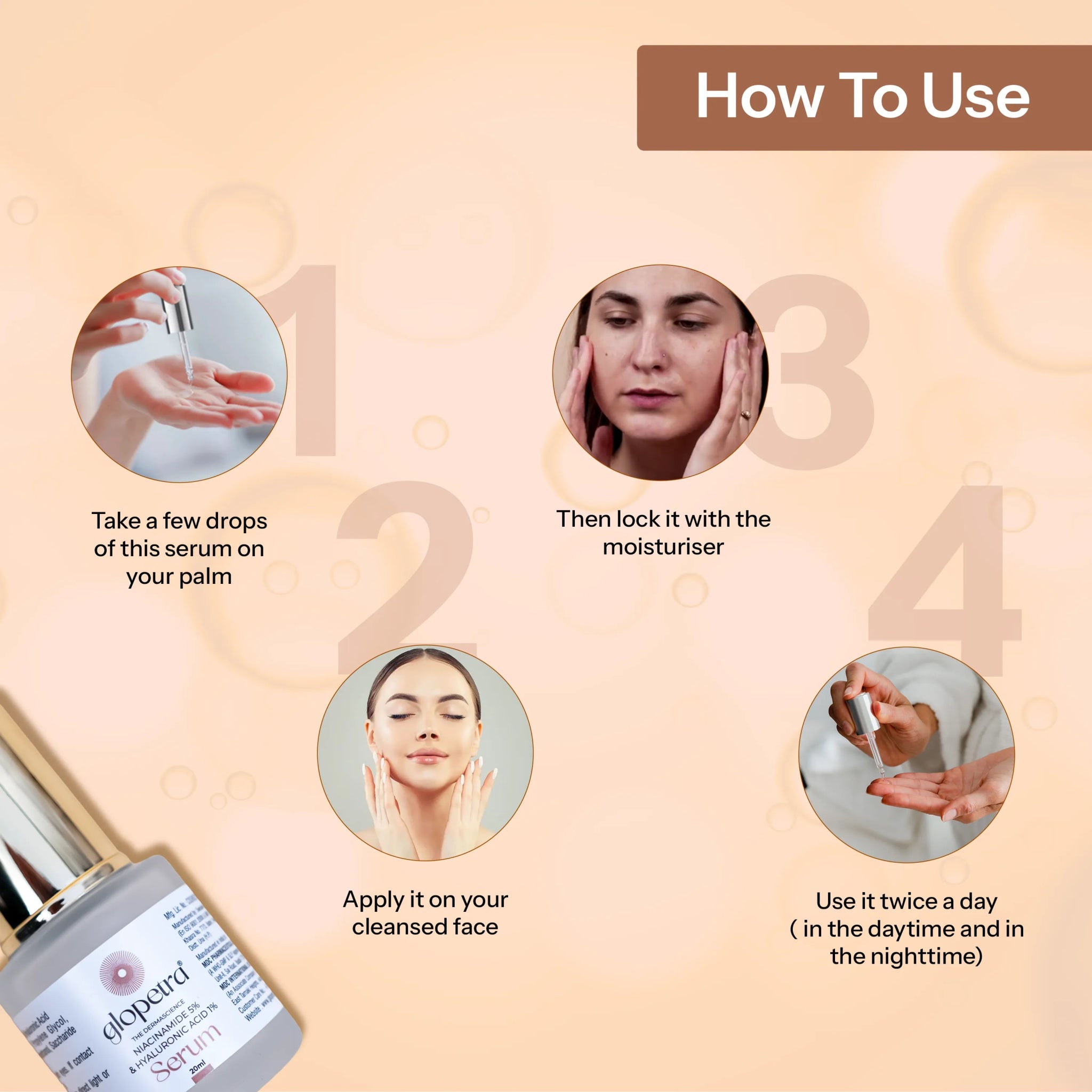 Niacinamide & Hyaluronic Acid Serum For Acne & Dark Spots - Glopetra