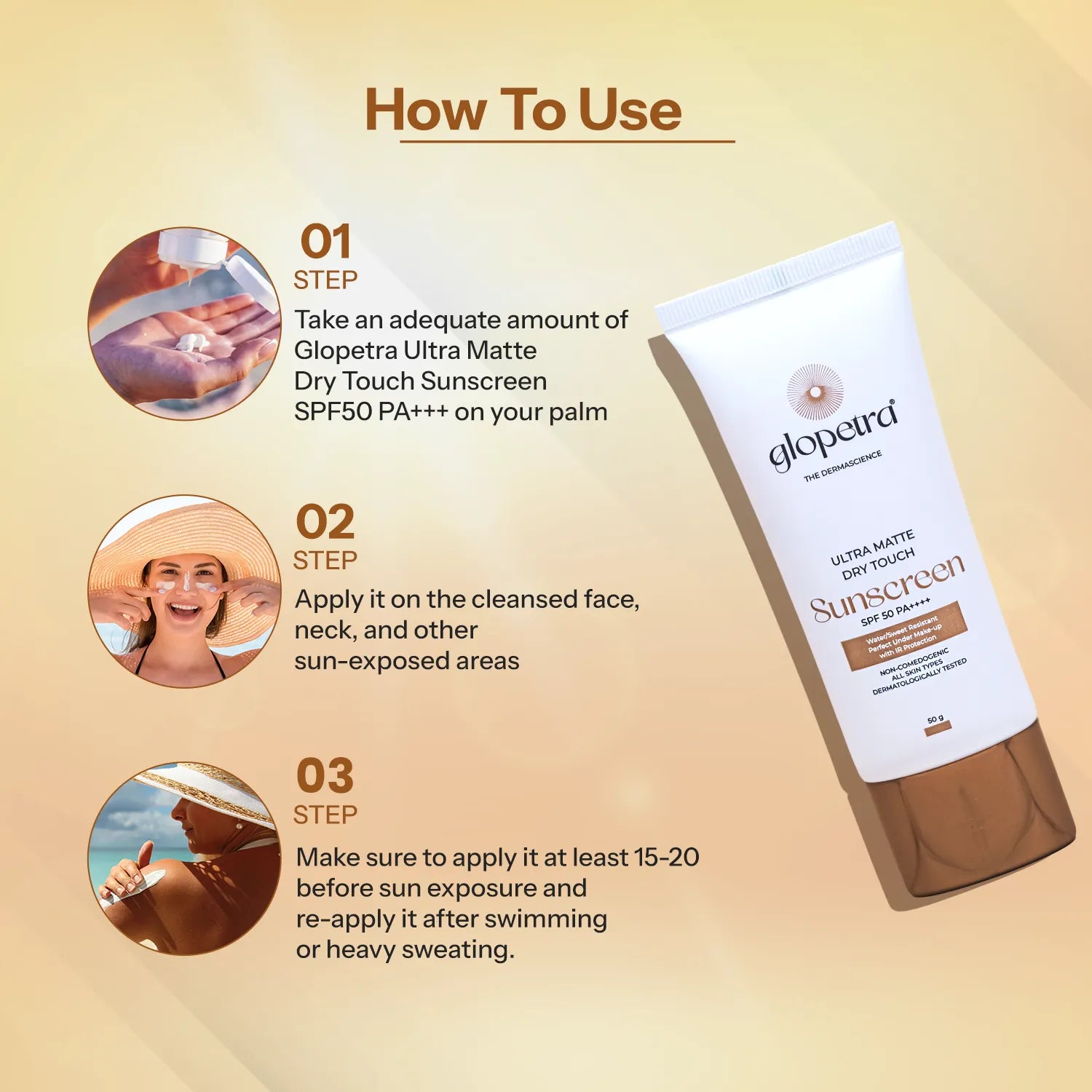 Glopetra Skincare Set with Vitamin C 20% Serum, Niacinamide Moisturiser, Retinol 0.2% Serum, Niacinamide & Hyaluronic Acid Serum, Matte Sunscreen SPF 50