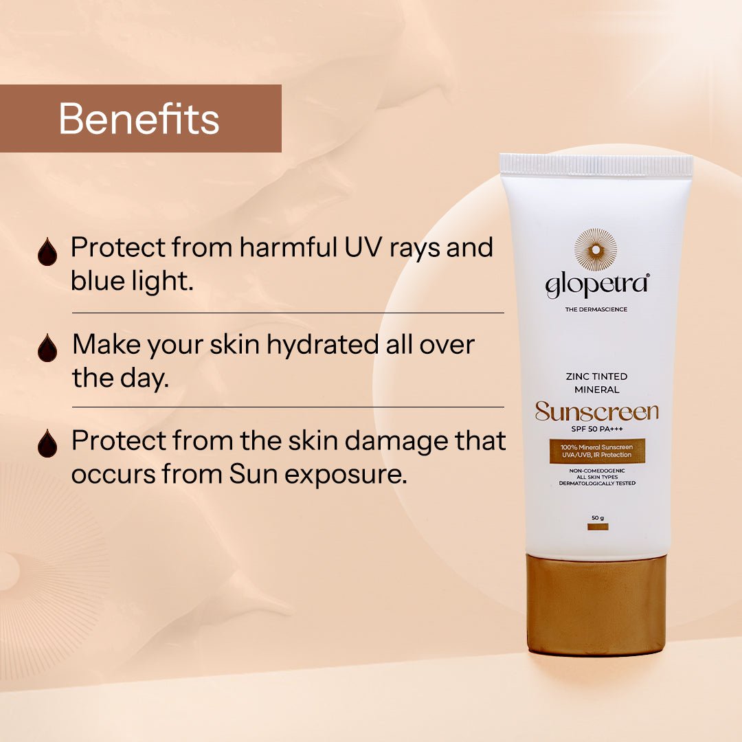 ZINC TINTED MINERAL Sunscreen SPF 50 PA+++ - Glopetra
